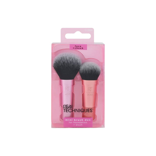 Real Techniques Mini Brush Foundation and Blush Duo Travel Size 2 Piece Set