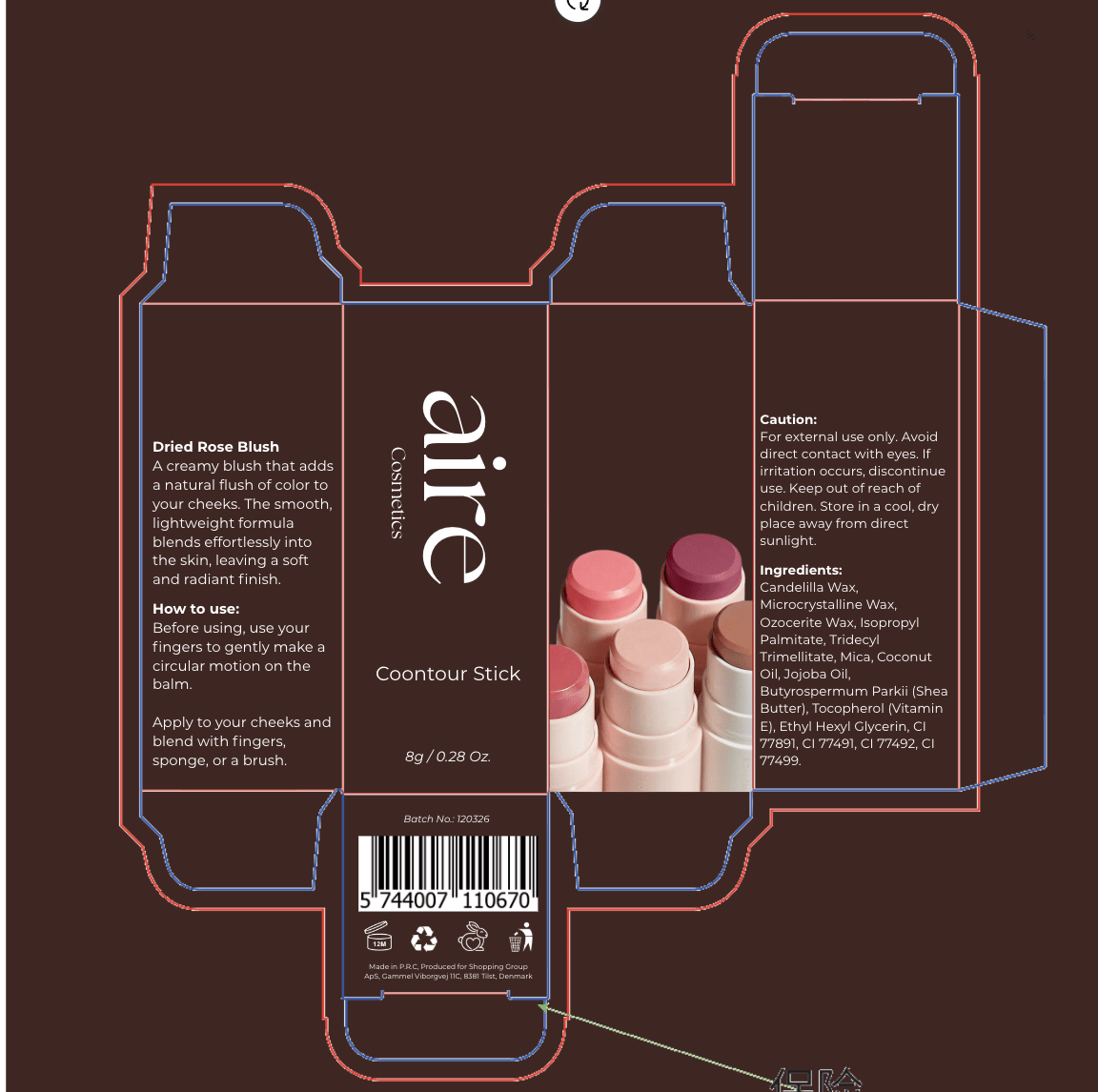 Aire Cosmetics Contour Stick 8g - Makeup lagersalg